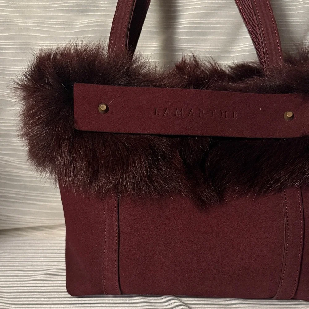 Lamarthe Leather Faux Fur Trim Bag - Picture 2 of 12